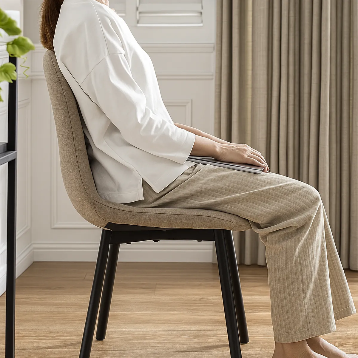 Ghế EMS03 tựa lưng cong ôm sát, nâng đỡ cơ thể.