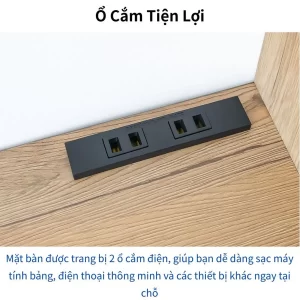 Bàn học Modern-Deco trang bị 2 ổ cắm điện, dễ dàng sạc máy tính bảng, điện thoại và các thiết bị điện tử.
