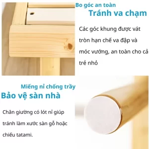 Thiết kế chân giữa chịu lực, phân tán tải trọng, tăng độ vững chắc cho khung giường.
