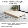 Giường pallet gỗ 8 tấm Single 100×200cm, nhỏ gọn cho căn hộ 1 phòng, tiết kiệm diện tích.