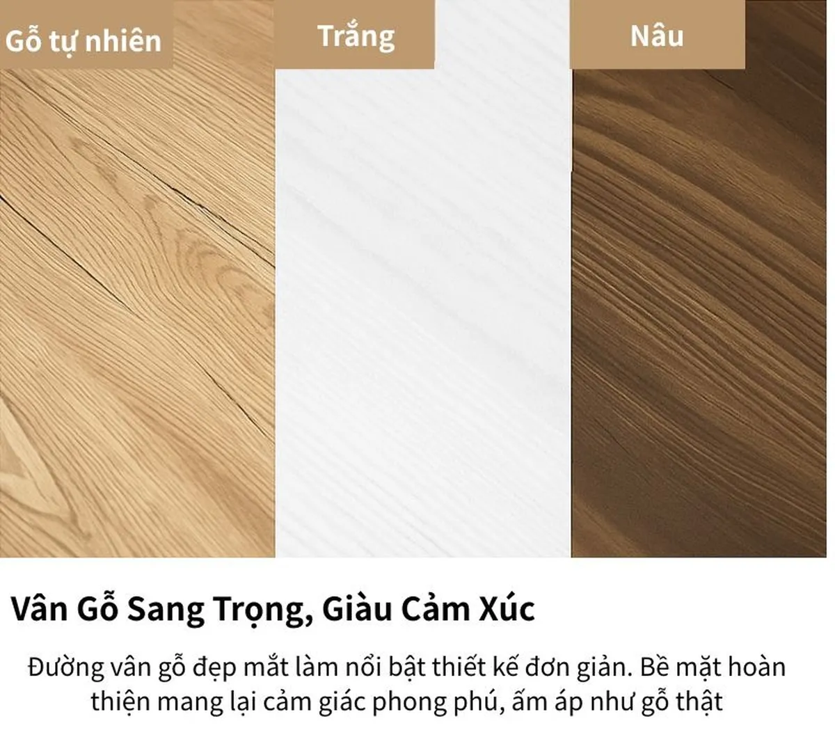 Bàn học Modern-Deco với bề mặt vân gỗ tự nhiên, hoàn thiện tinh tế, mang lại cảm giác ấm áp như gỗ thật.