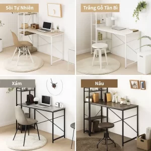 Bàn học Modern Deco đa dạng màu sắc: sồi tự nhiên, trắng gỗ tân bì, xám, nâu – dễ phối với mọi phong cách nội thất.
