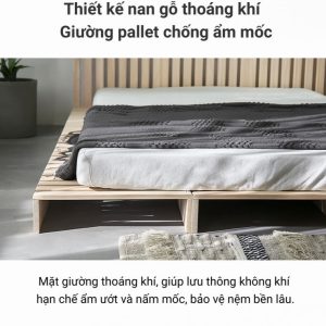 Giường pallet gỗ Nhật Bản, thiết kế tối giản, phù hợp phong cách Japandi hiện đại