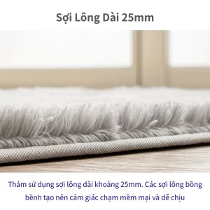 Chi tiết cận cảnh sợi lông dài 25mm của thảm Shaggy Modern Deco – bồng bềnh, mềm mại và dễ chịu.