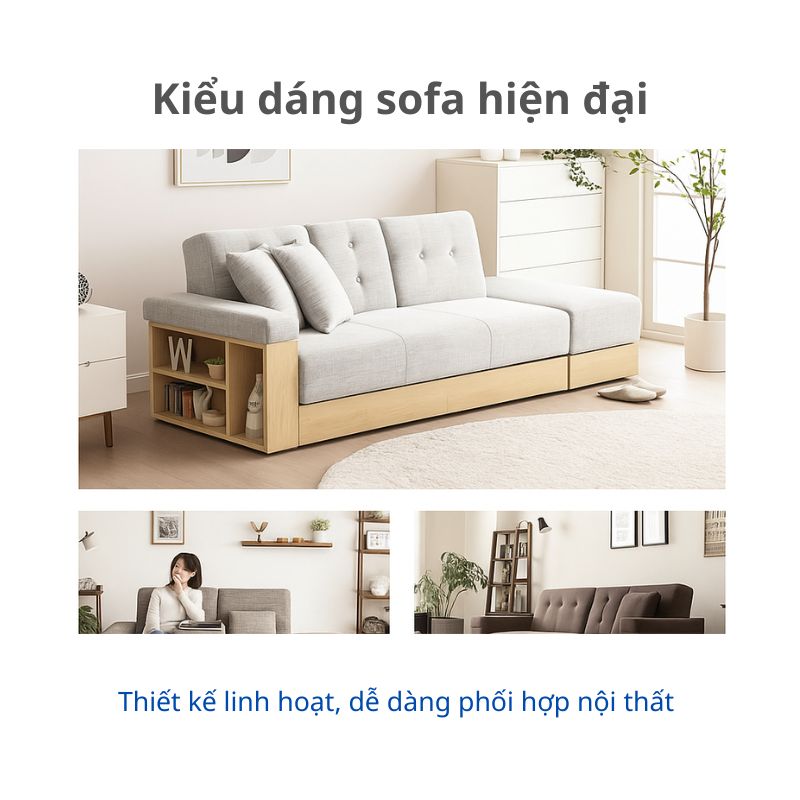 Sofa SS-001 Modern-Deco phiên bản màu nâu, phong cách sang trọng.