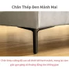 Sofa DS-069PF thiết kế chân thép đen thanh mảnh, cứng cáp, bảo vệ sàn với nắp chống trầy và giảm tiếng ồn