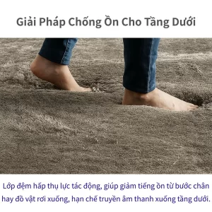 Thảm Shaggy Modern Deco hấp thụ lực, giảm tiếng ồn từ bước chân và đồ vật rơi, hạn chế truyền âm xuống tầng dưới.