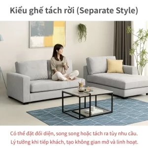 Sofa DS-070PF thiết kế 2WAY, linh hoạt chữ L hoặc tách rời.