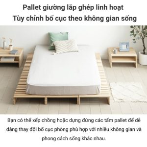 Giường pallet đa năng, vừa chắc chắn vừa thoáng khí, lựa chọn tối ưu cho căn hộ nhỏ.
