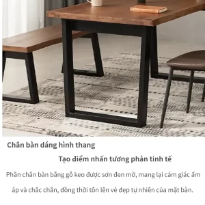 Chi tiết mép bàn được gia công Hatsuri thủ công, tái hiện vân gỗ tự nhiên sống động như cắt từ thân gỗ thật.