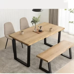 Bộ bàn ăn 4 món VS-DT01 phủ veneer gỗ sồi tự nhiên (PU coating), thiết kế hiện đại, tinh tế, phù hợp không gian gia đình nhỏ.