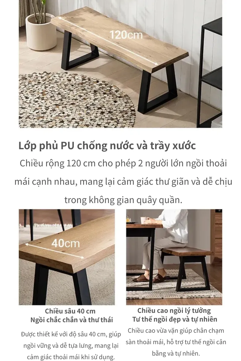 Bề mặt phủ veneer gỗ sồi tự nhiên kết hợp viền gỗ tần bì, mang lại vẻ sang trọng và độ bền vượt trội.