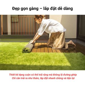 Thảm cỏ nhân tạo 35mm Modern-Deco trang trí nội thất phong cách Japandi.