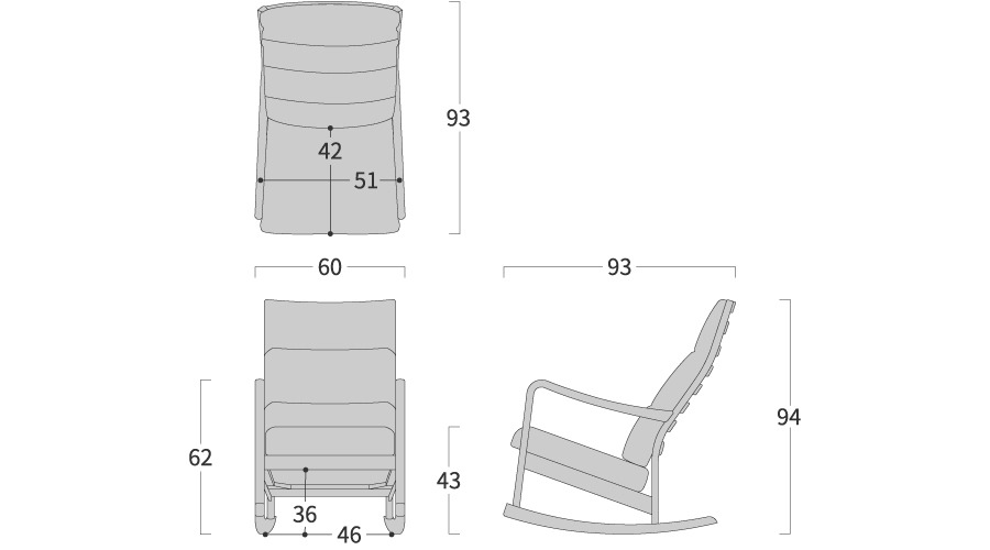 Sofa Đơn VGN-02 – bản vẽ kích thước