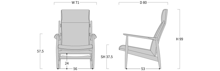 Sofa Đơn VGN-06 – bản vẽ kích thước