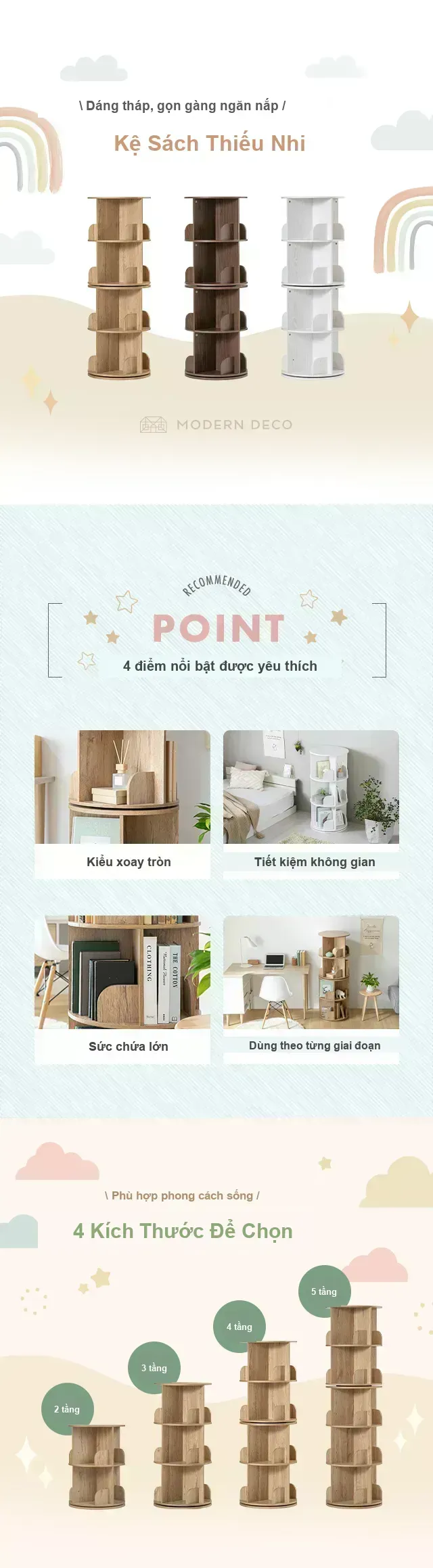 Kệ sách xoay HVSB04 với sách xếp ở cả bốn mặt