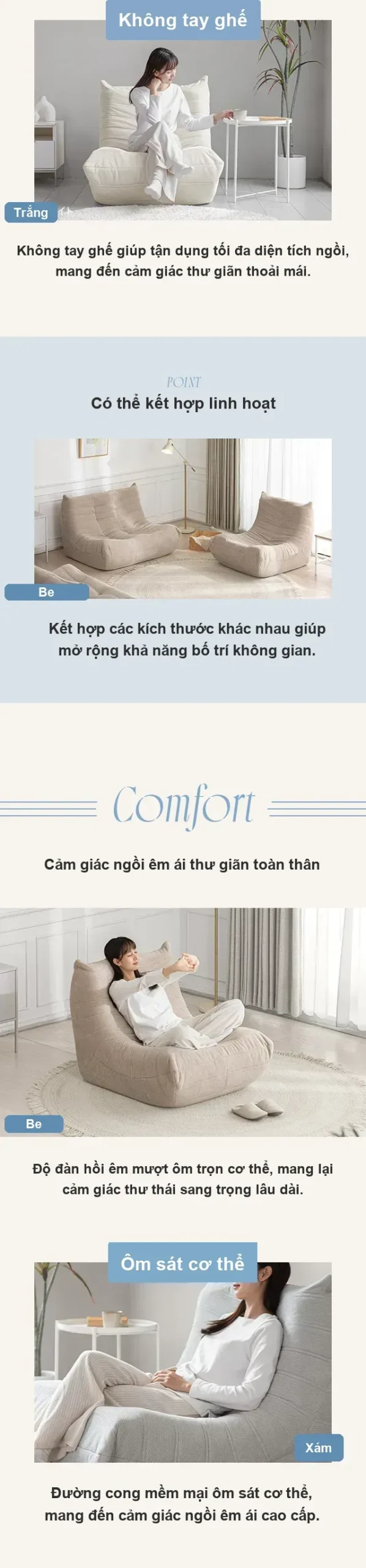 Sofa foam HY012 dáng thấp trong không gian sống