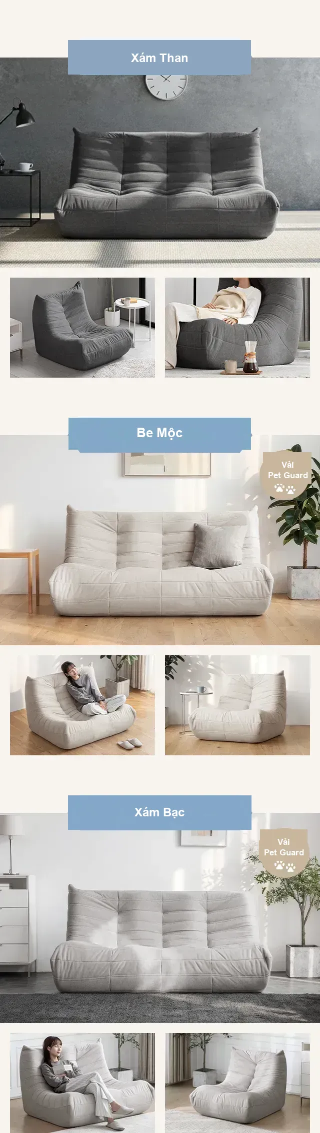 Bảng màu sofa foam HY012 vải cơ bản và vải Pet Guard