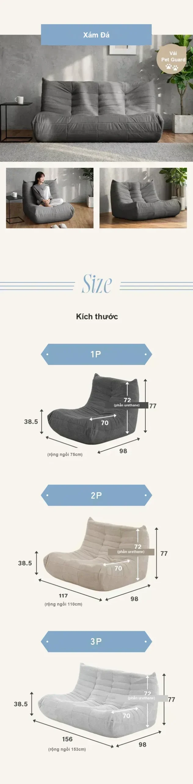 Sofa foam urethane HY012 chính hãng Modern-Deco Nhật Bản
